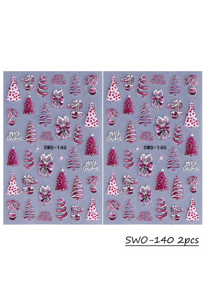 Choice SWO-140 قطعتان من ملصقات أظافر عيد الميلاد المنقوشة ذاتية اللصق على شك...