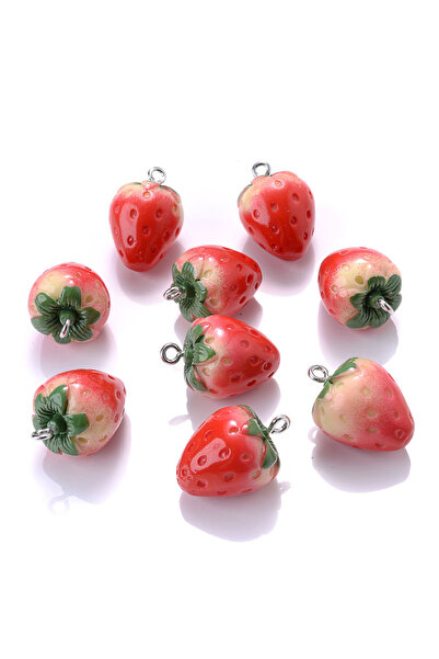 Choice 10pcs 10pcs 3D Resin Imitation Red Strawberry Charms Fruit Pendants Fo...