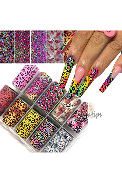 Choice ورق نقل طبعة جلد النمر من type3-1box 10 لفات، رقائق تزيين الأظافر، ملص...