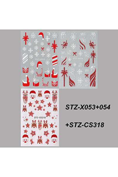 Choice STZ-CS318-STZ-X53-54 2/3 قطع من رقائق زينة الأظافر اللامعة الحمراء لعي...