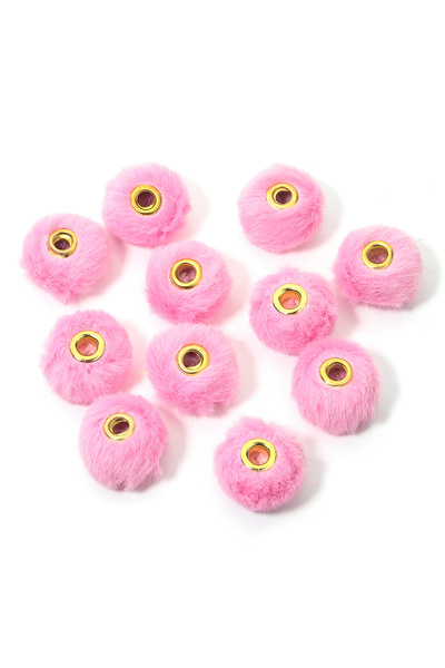 Choice Dark Pink 10pcs/lot Plush Fur Covered Ball Beads Cute Multicolor Pompo...