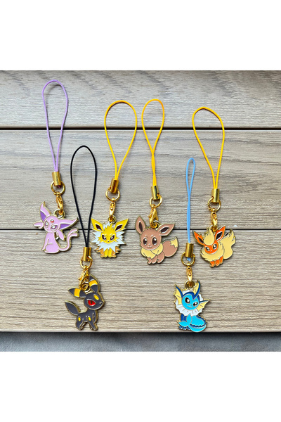 Miniso 6pcs Phone Strap 6pcs Anime Pokemon Eevee Phone Charms Lovely Cartoon ...