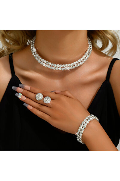 Choice ZT5039-S 4pcs Wedding Women's Jewelry Set Rhinestone Earrings Necklace...