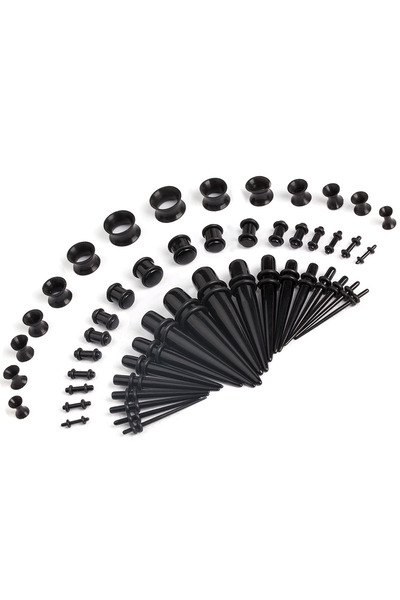 Choice مجموعة من 50 قطعة من مقاييس الأذن ذات المسامير الأكريليكية السوداء - ش...