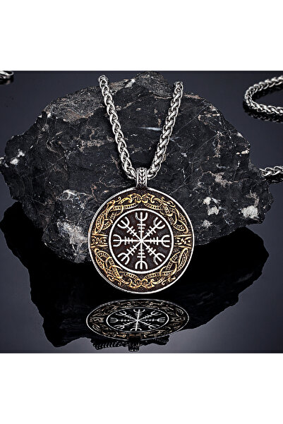 Choice قلادة بوصلة أوروبروس عتيقة الطراز بطول 60 سم، مصنوعة من الذهب، تحمل رم...