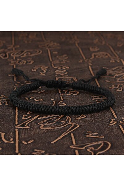 Choice سوار بوذي تبتي أسود محظوظ مصنوع يدويًا مضفر قابل للتعديل بعقدة كينغ كو...