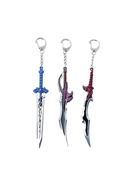 Miniso 3PCS Anime Solo Leveling Keychain Knight Killer Fangs Metal Toy Sword Character Weapon Model Keychai
