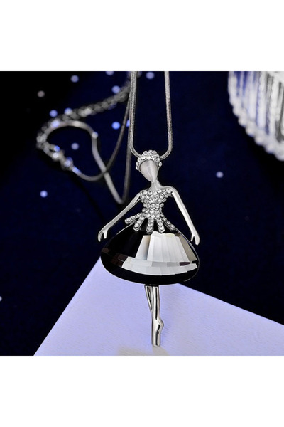 Choice قلادة راقصة باليه من الكريستال الرمادي للنساء 2024 سلسلة سترة طويلة أنيقة للنساء