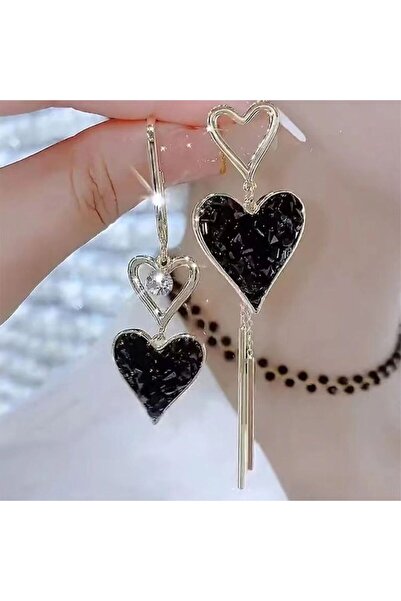 Choice ZT7436 أقراط طويلة أنيقة على شكل قلب غير متماثلة مرصعة بأحجار الراين، ...