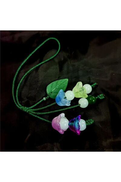 Choice colorful Glass Lily of the Valley Flower Leaf Charm Phone Chains Bag H...