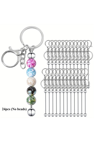 Choice Silverly 24Pcs Beadable Keychains Bars Bulk for Keychain Making Blank ...