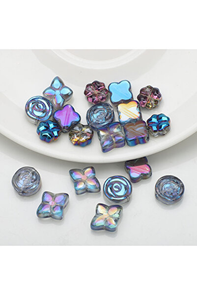 Choice4 20 قطعة من خرزات أوراق البتلة الزرقاء الشفافة، 20 قطعة من سلسلة خرز ا...