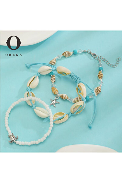 Choice ASL70060 Obega 3 قطع أساور ساحرة بتصميم صدفة البحر ونجم البحر والسلحفا...