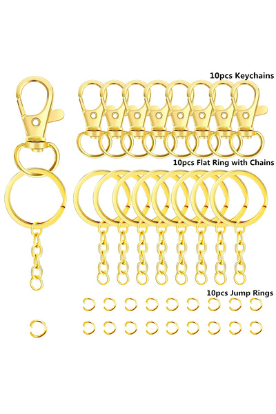 Choice 30PCS Golden 30pcs Swivel Lobster Clasp Keychains with Key Rings 10pcs...