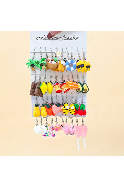 Choice طقم أقراط راتنج صيفي أنيق بتصميم دوبامين، على شكل نحلة لطيفة، كرز، جوز...