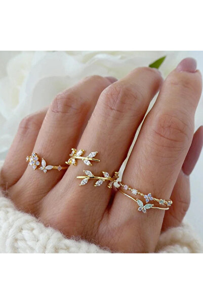 Choice AJZ10092 خواتم كريستال أنيقة على شكل أوراق شجر للنساء والفتيات، مجموعة...