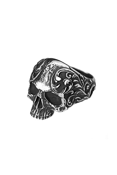 Choice خاتم جمجمة منحوت على الطراز القوطي العتيق من الطراز A 11 للرجال والنساء من الفولاذ المقاوم للصدأ 316L من بانك هيب هوب