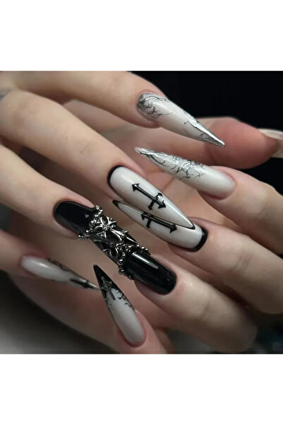 Choice 24 قطعة من أظافر الضغط الطويلة، أطراف أظافر صناعية من الأكريليك مع غرا...