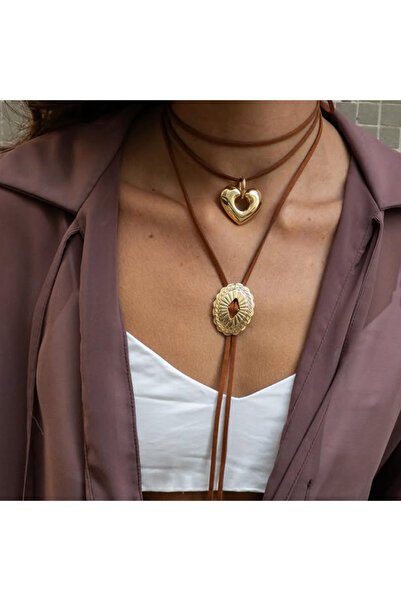Choice AYAGold2 طقم من قطعتين من قلادات سلسلة حبل على شكل قلب مجوف عتيق للنسا...