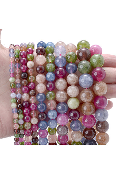 Choice3 8mm approx 45 beads Natural Tourmaline Stone Beads Colorful Spacer Be...