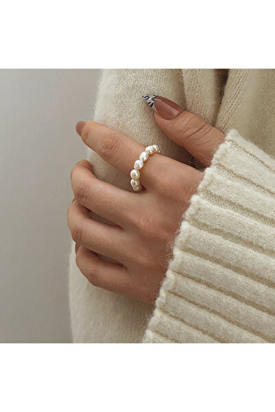 Choice KME1050 Cute Minimalist Pearl Beaded Rings for Women Korean Irregular ...