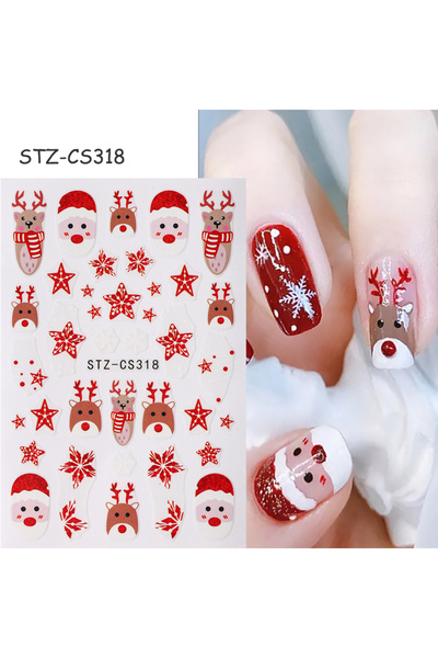 Choice ملصقات تزيين الأظافر ثلاثية الأبعاد بتصميمات سانتا كلوز والأيل، STZ-CS...