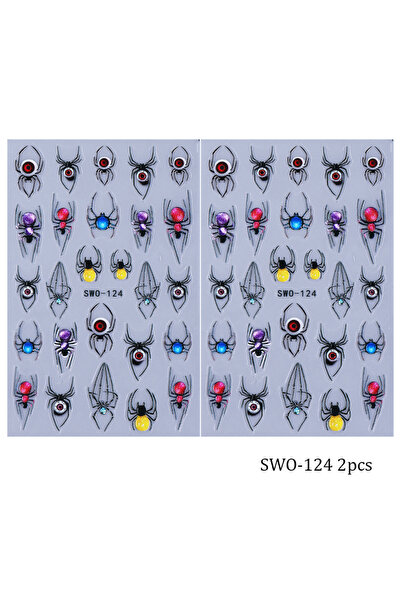 Choice ملصقات أظافر SWO-124، قطعتان، بتصميم عين العنكبوت الشيطاني، ذاتية اللص...