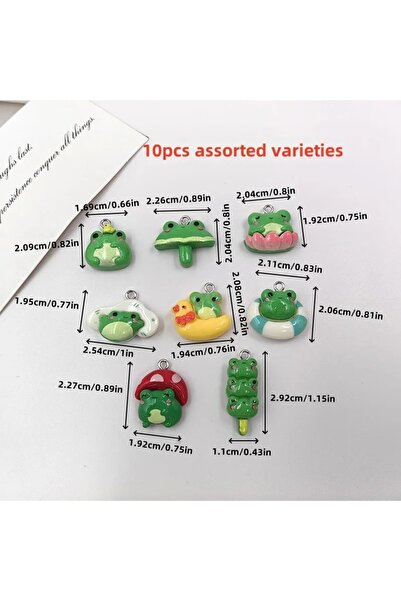 Choice 10 قطع مزيج 10 قطع حيوانات كاواي خضراء فطر ضفدع سحر لصنع المجوهرات الن...