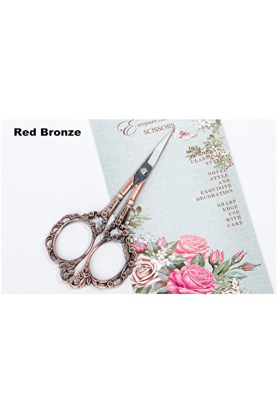 choice2 مقص أحمر برونزي كلاسيكي على الطراز العتيق لفن الأظافر وخيوط الخياطة و...