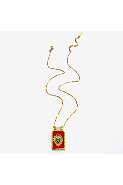 Choice Red Peri'sbox Bohemian Vintage Enamel Heart Tarcot Card Square Pendant...