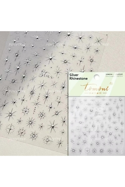 Choice ملصق أظافر ذاتي اللصق لامع بلون أسود وذهبي وفضي TO3894S مطبوع عليه نجم...