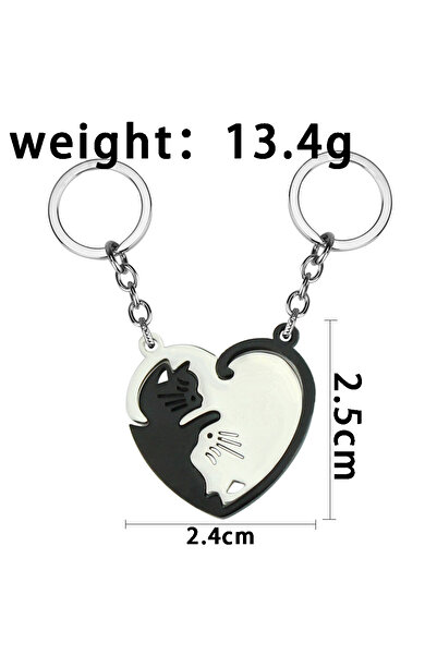 Choice K015-black Matching Cat Keychain Set for Couples Stainless Steel Cat L...