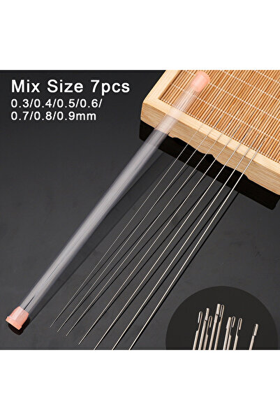 Choice مزيج من 7 قطع 3/5/7 قطع إبر خرزية مع إبر فولاذية، خيوط خرزية طويلة ورف...