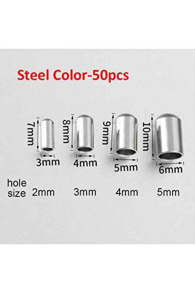 Choice 8x4x3 مم لون الفولاذ - 50 قطعة 50 قطعة من أغطية نهاية جلدية من الفولاذ...