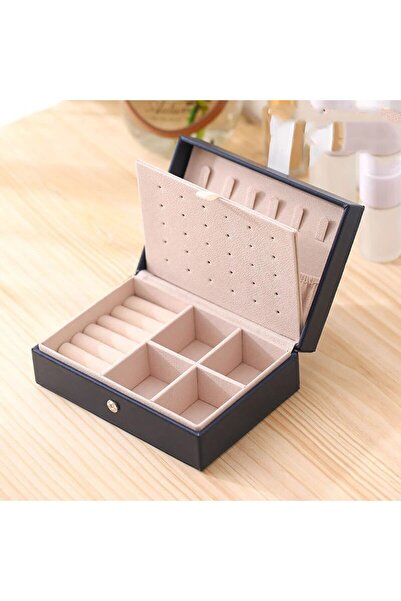 Choice Navy Blue 1pcs Double Layer Storage Box Ladies Princess Simple Style L...