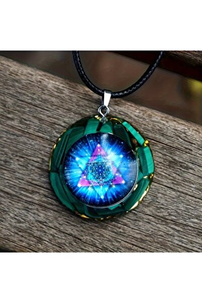 Choice قلادة أورجونيت خضراء من قطعة واحدة، قلادة أورجونيت بطاقية شاكرا المالاكيت