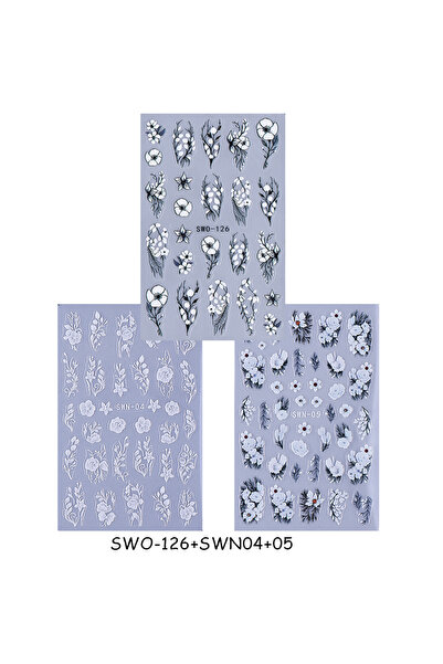 Choice ملصقات أظافر SWO-126 SWN-04-05، 3 قطع، ملصقات أظافر أنيقة من الدانتيل ...