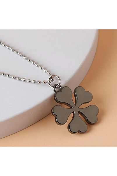 Choice -1 قلادة من خرز البرسيم الأسود بأربع أوراق على شكل كرتوني عصري مع شعار...