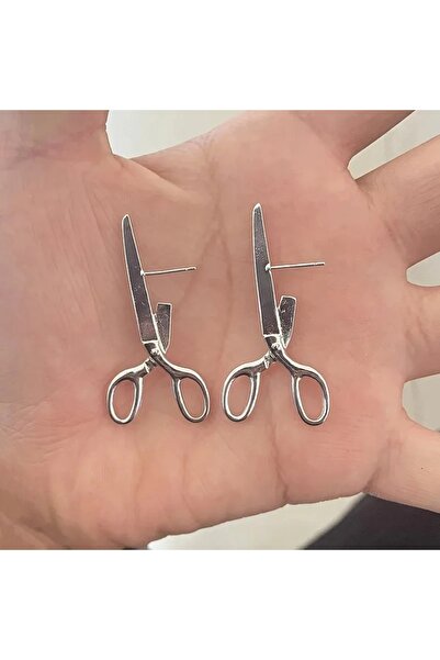 Choice أقراط أذن فضية أنيقة مبتكرة جديدة على شكل مقص ريترو للنساء، جزء هيب هو...