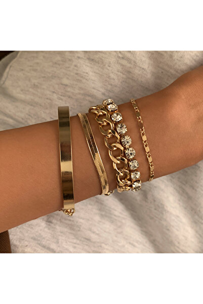 Choice مجموعة أساور سلسلة من أحجار الراين المعدنية الثقيلة من ستايل بانك للنس...