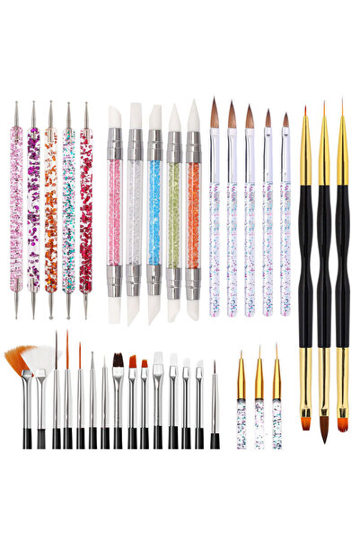 Choice مجموعة مكونة من 36 قطعة باللون الأسود، 5/36 قطعة من فرش فن الأظافر، قل...