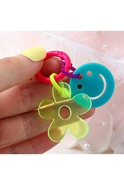Choice 6 cm F399 Y2K Smile Face Flower Keychain Cute Acrylic Key Chain Ring P...