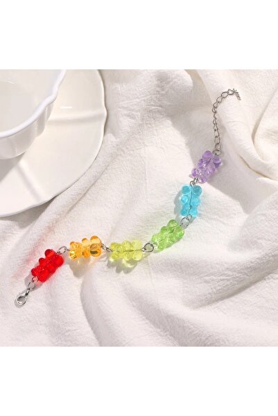 Choice 1 سوار نسائي ملون من الجيلي للفتيات على شكل دببة جيلي قوس قزح بسيطة بت...