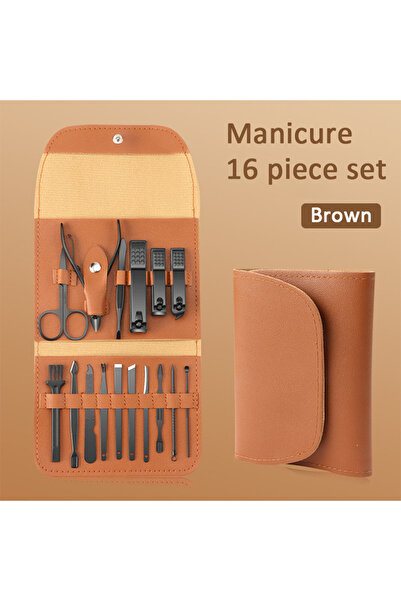 choice2 16 PCS Brown 16PCS Brown Nail Cutter Set Stainless Steel Nail Clipper...