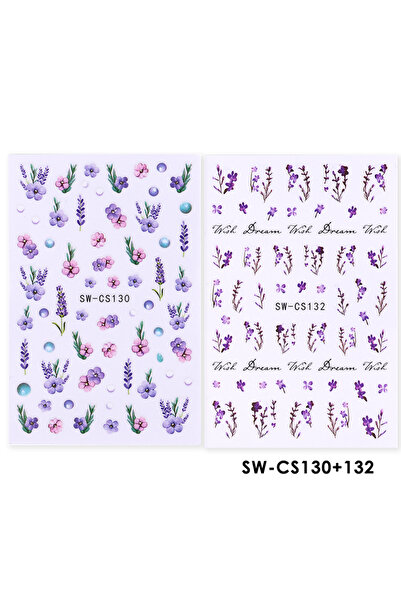 Choice SW-CS130 SW-CS132 2pcs Blooming Flower Nail Art Stickers Peony Rose Fl...