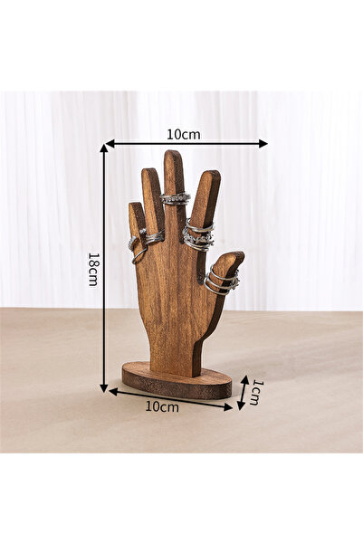 Choice حامل عرض أساور خشبي بلون الخوخ على شكل يد، حامل تخزين للحلقات على شكل ...