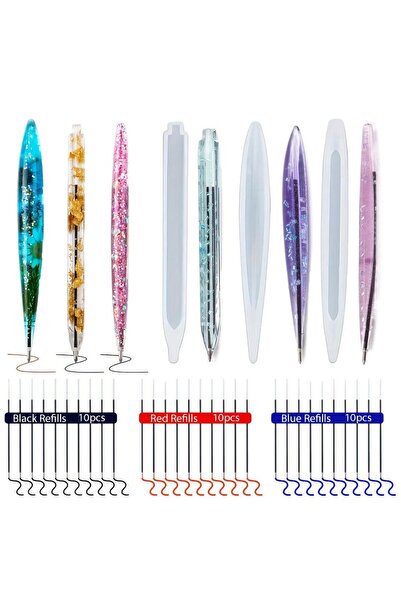 Choice قالب سيليكون أبيض 3Epoxy resin لصنع الأقلام، عبوة إعادة تعبئة 30 حبر، قالب سيليكون لقلم حبر جاف، صب الراتنج M