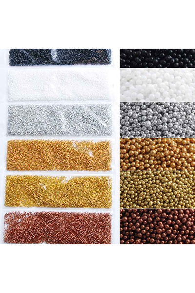 Choice مجموعة واحدة من 6 ألوان من خرز الكافيار الصغير لتزيين الأظافر، تصميمات...