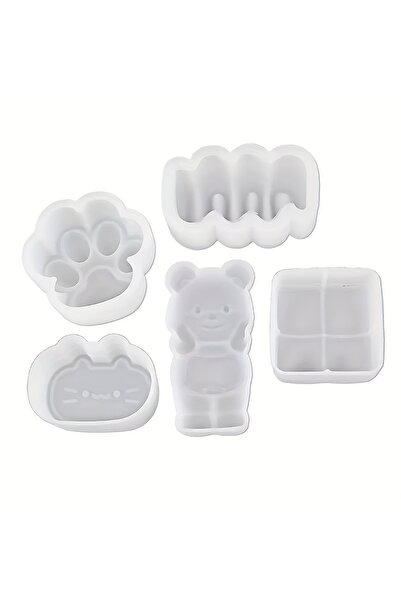 Choice WHITE DIYKneadable Silicone Mold Handmade Bear/Cat/Cat's paw/Cream Stick Epoxy Resin Aromatherapy Mo