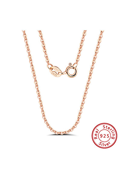 Choice 45cm SC06-R KISS MANDY Genuine 925 Sterling Silver Cable Chain Necklace Rose Gold Plated Chain Neckl